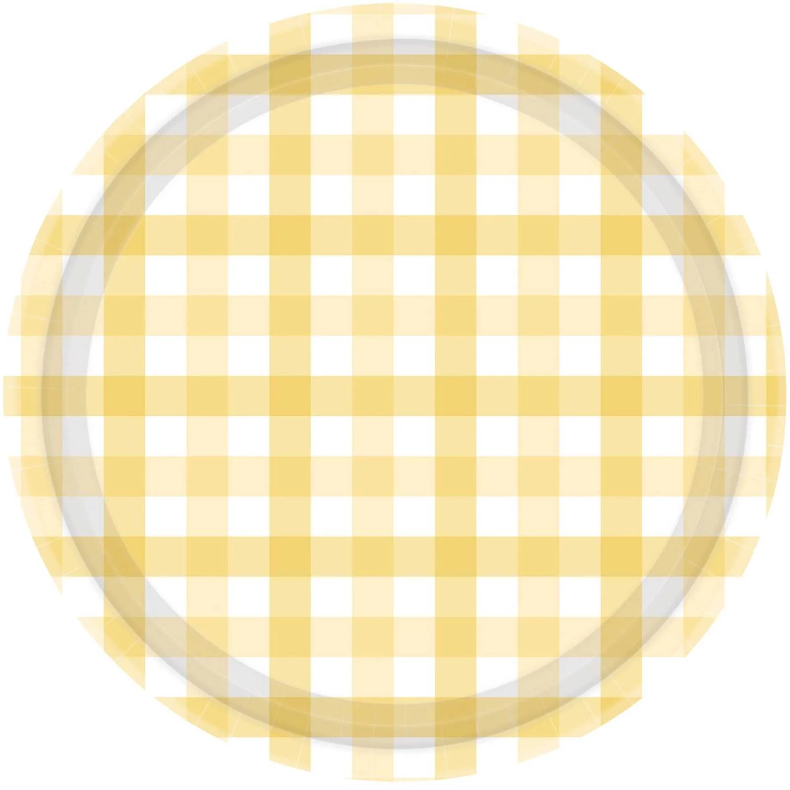 Gingham 17cm Paper Plate Pastel Yellow FSC NPC 8Pk