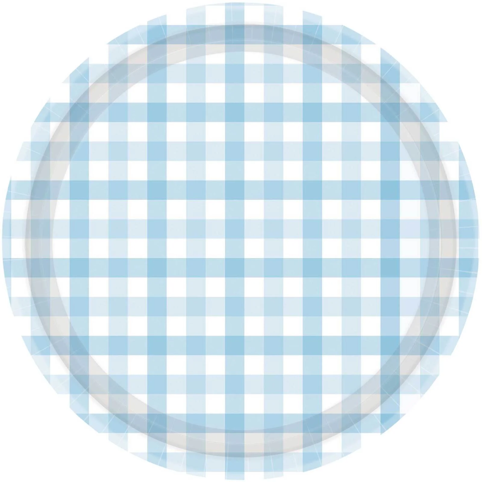 Gingham 23cm Paper Plate Pastel Blue FSC NPC 8Pk