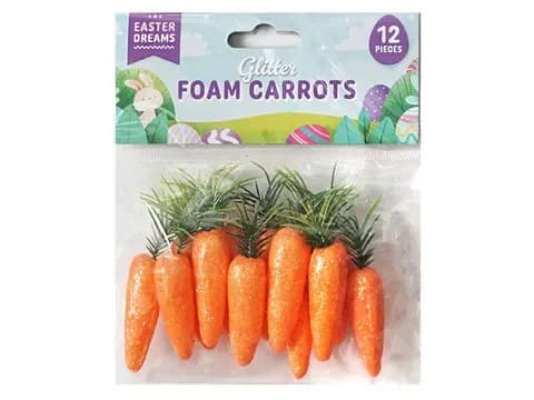 Easter Glitter Foam Carrots, Pack of 12