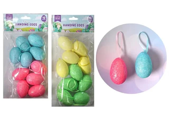Easter Glitter Hanging Eggs, Pack of 10