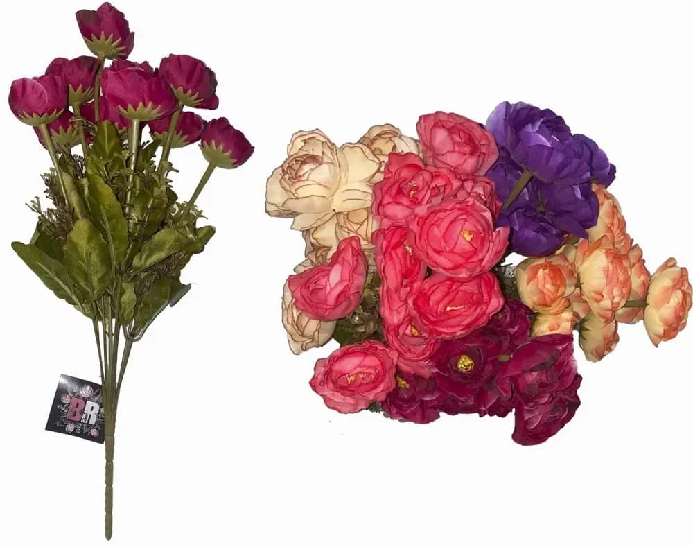 Silk Flower Bunch with 10 Heads, 42cm Assorted Colors