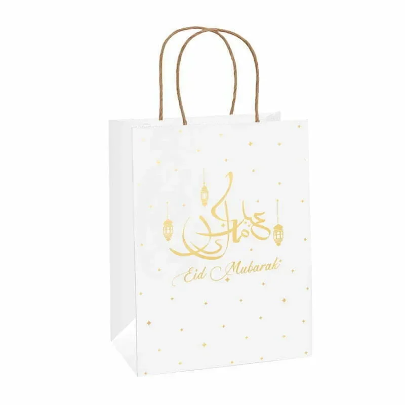 White/Gold Eid Mubarak Paper Gift Bag (25x33cm)