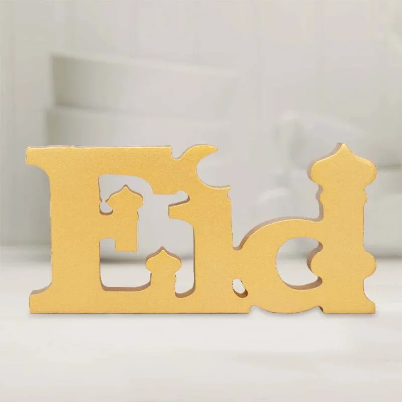 Gold Eid Wood Sign Wood (17x8x1.5cm)