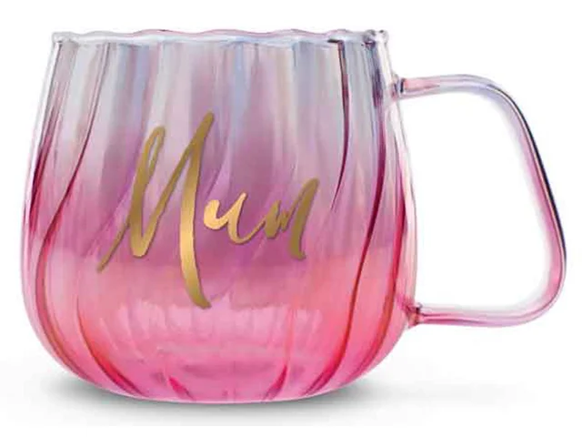 Mum's Graduated Pink Swirl Glass Mug