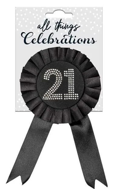 21st Birthday Black Rosette