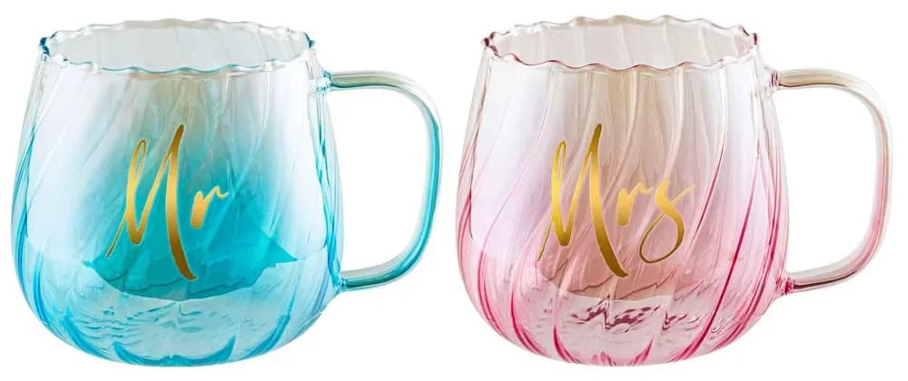 Mr. & Mrs. Glass Mug Set
