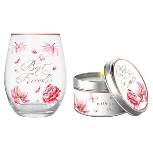 Best Friend Stemless Glass and Candle Gift Set