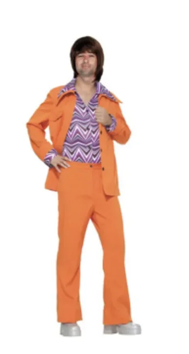 Men's Orange 70s Leisure Suit