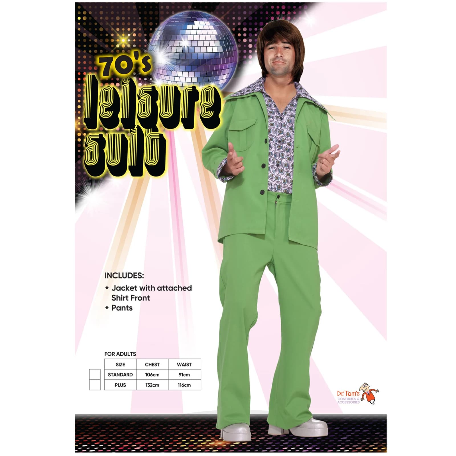 Men's Green 70s Leisure Suit, view 4