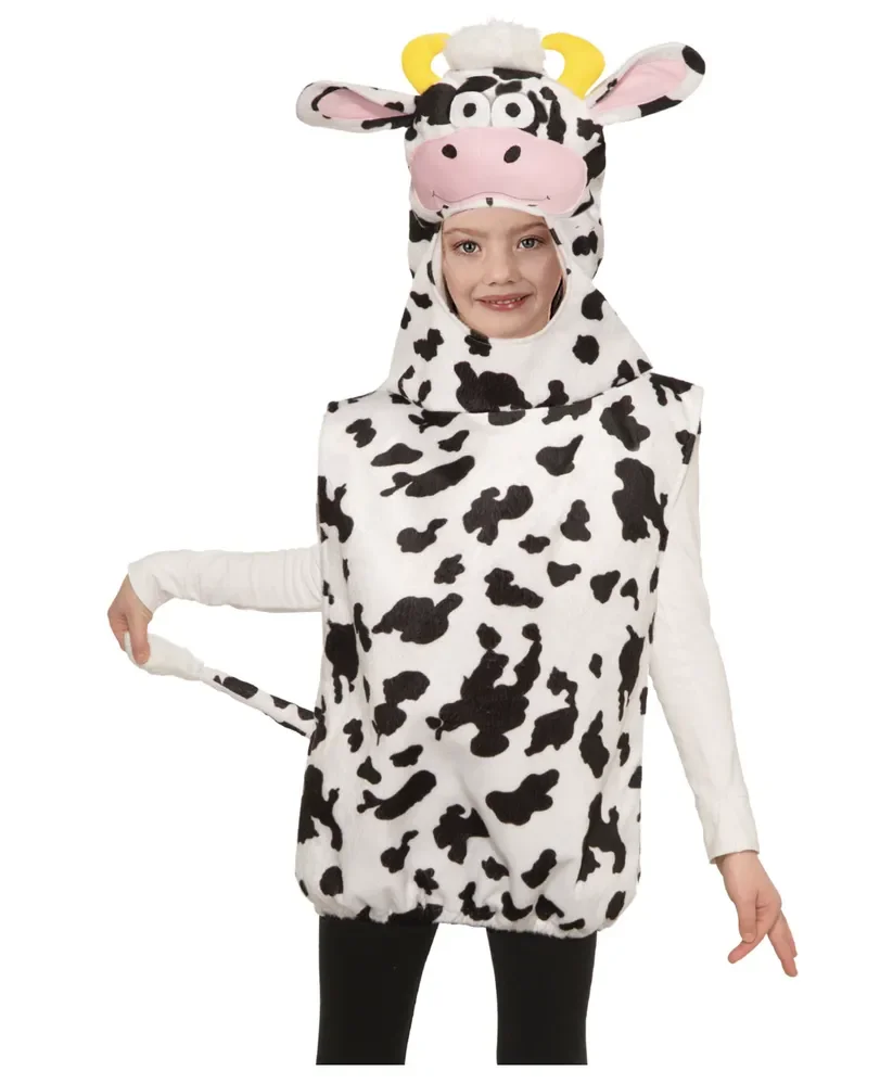 Kids Cow Costume - Black & White (Polyester)