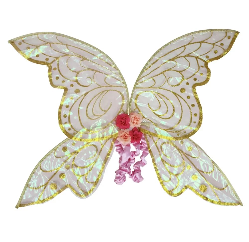 Costume Pink & Gold Fairy Wings (100x70cm)