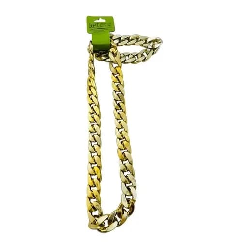 Gold Cuban Chain Necklace & Bracelet Set