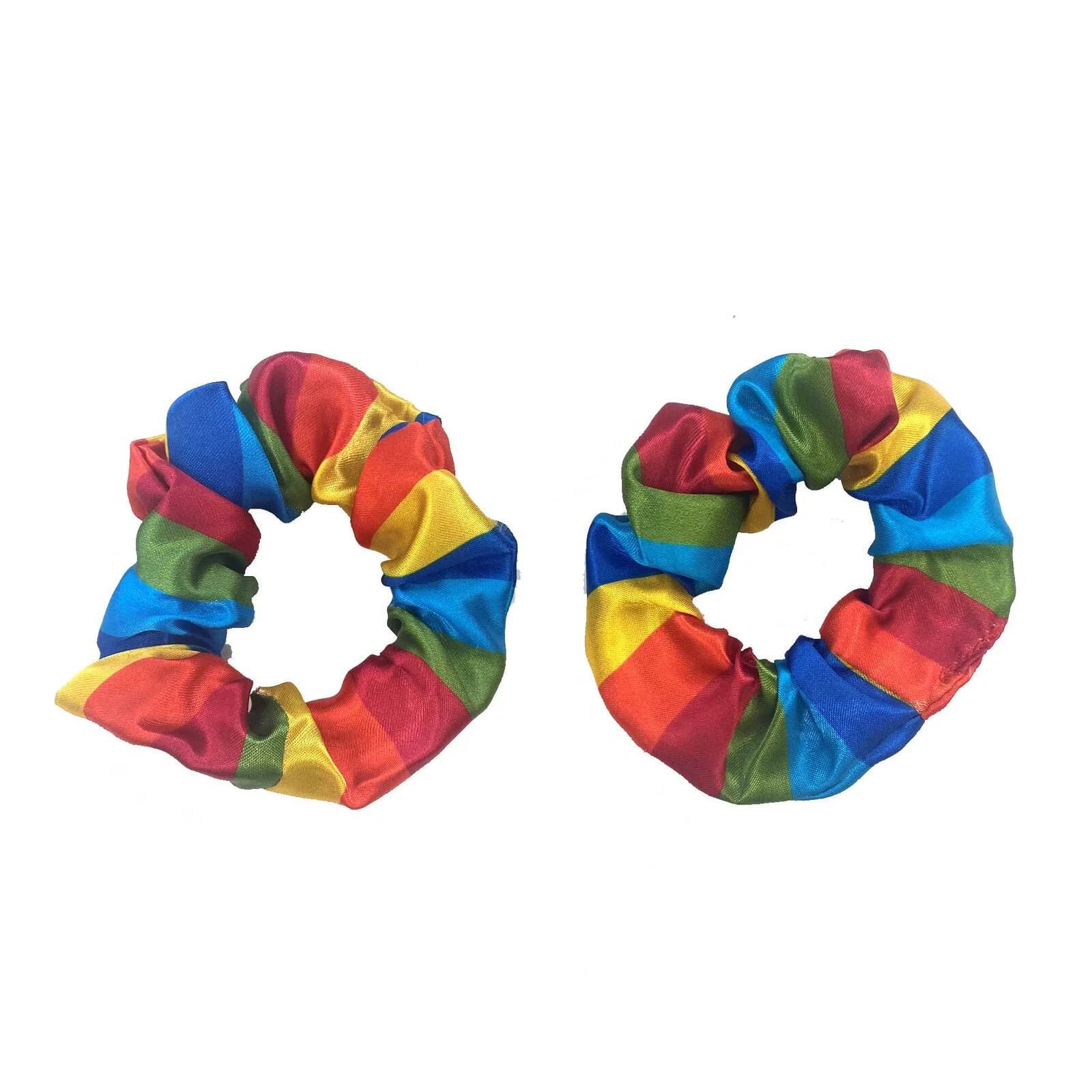 Rainbow Satin Hair Scrunchies - Pk 2