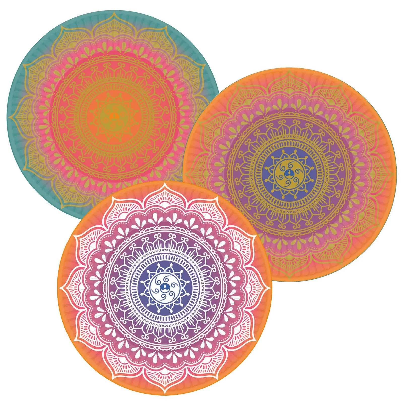 Asstd. Diwali Rangoli Paper Plates (23cm) - Pk 8