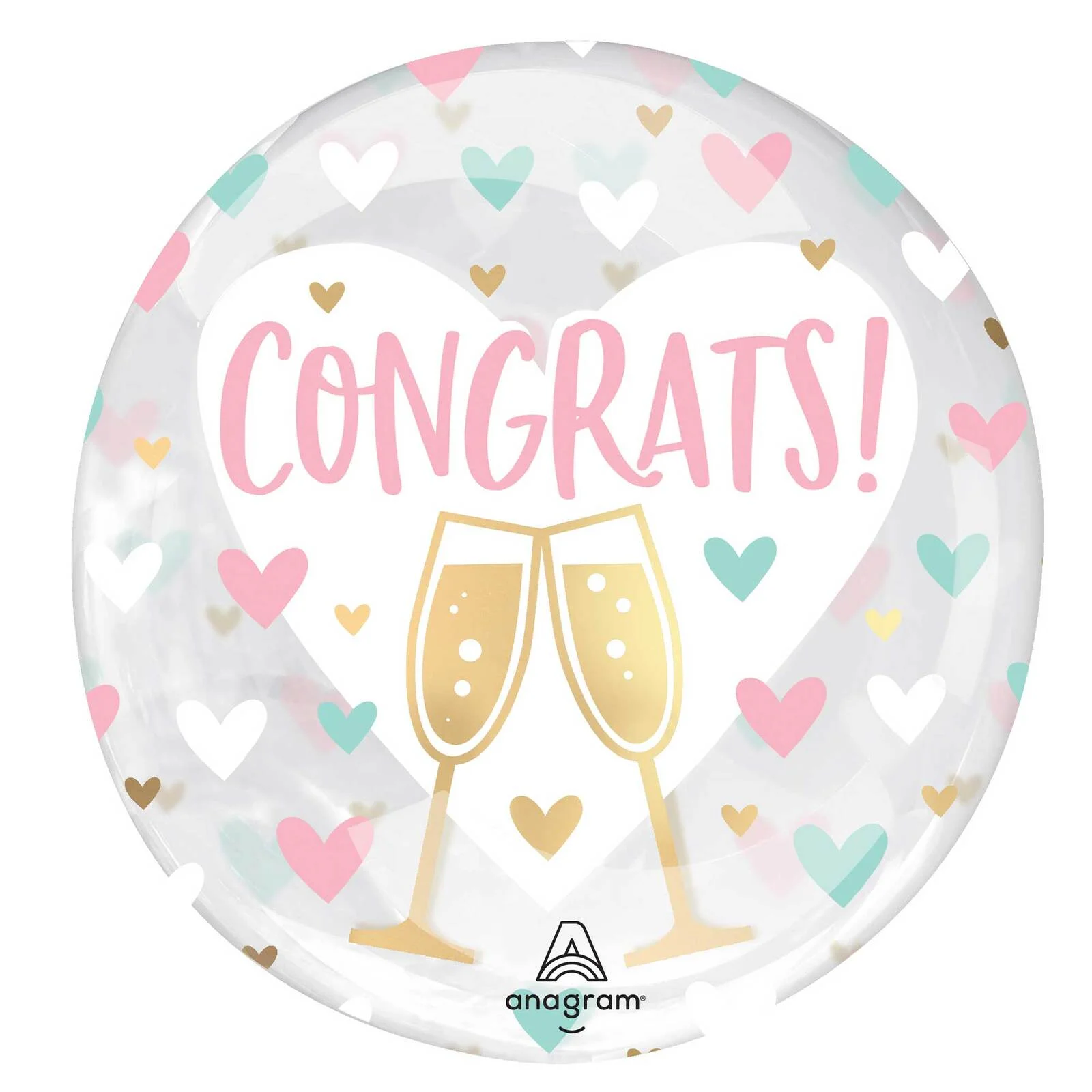 Congrats Wedding Engagement Hearts Clearz Balloon (45-50cm)
