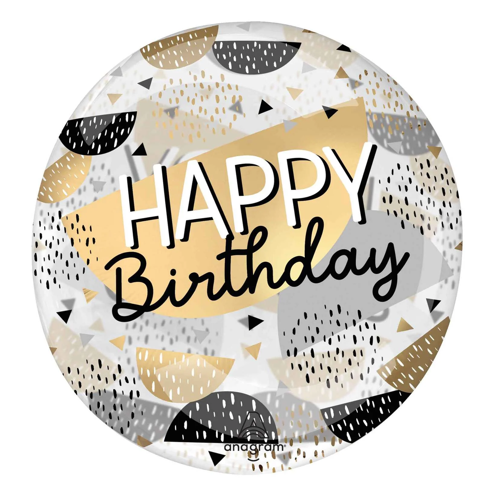 Happy Birthday Geo Black & Gold Clearz Balloon (45-50cm)