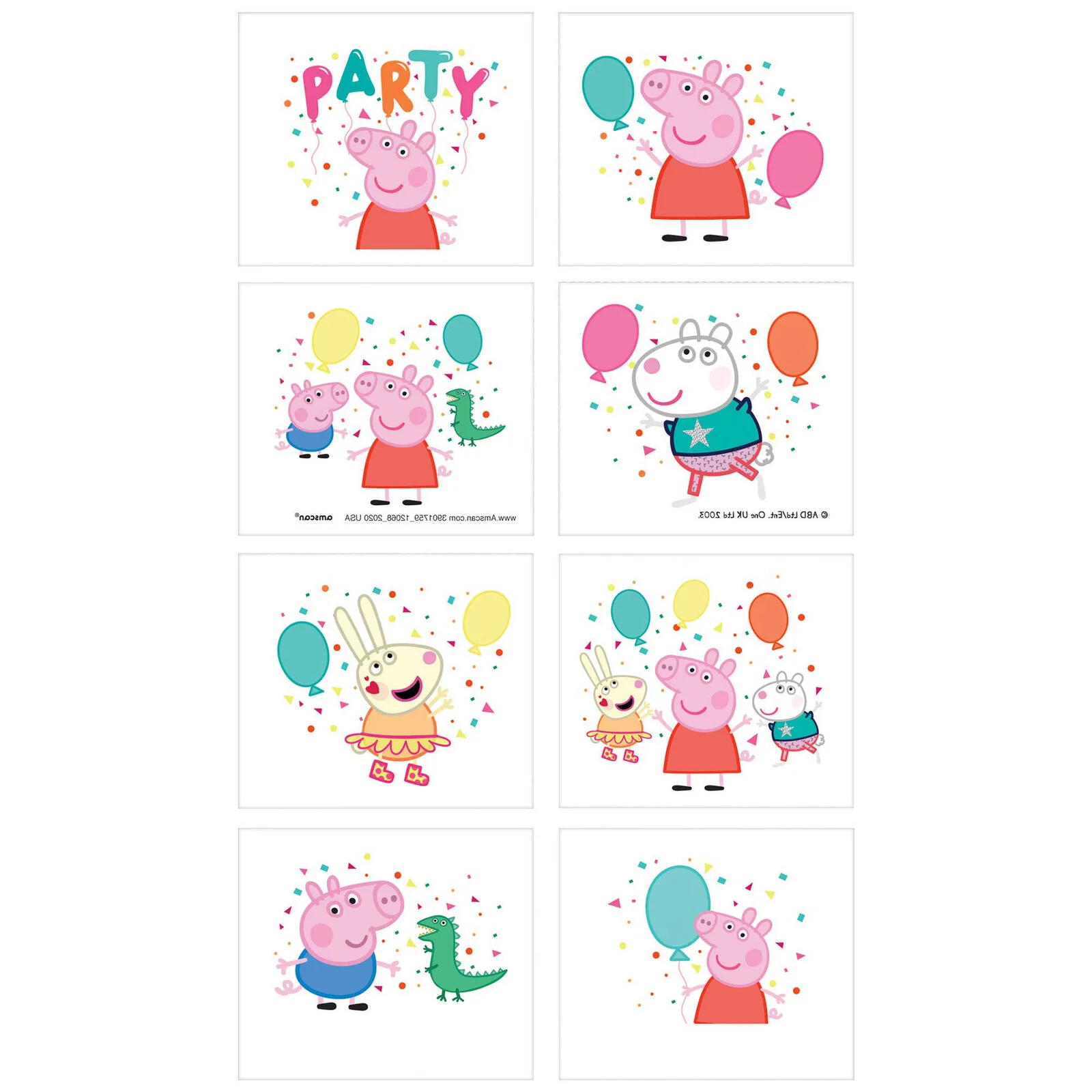 Peppa Pig Party Temporary Tattoos - Pk 8
