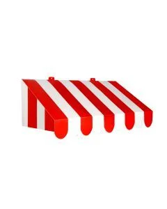 Red & White Stripe Awning 3D Prop Decoration (63x22cm)