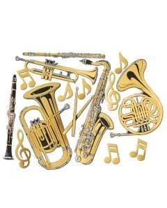 Asstd. Music Instruments Gold Foil Cutouts - Pk 15