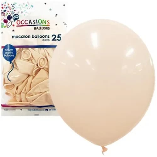 30cm Macaron Peach Latex Balloons - Pk 25
