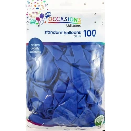 30cm Royal Blue Latex Balloons - Pk 100