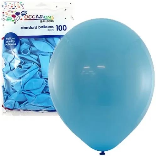 30cm Light Blue Latex Balloons - Pk 100