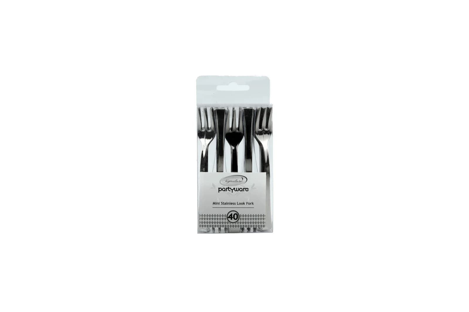 Stainless Steel-Look Mini Dessert Forks - Pk 40