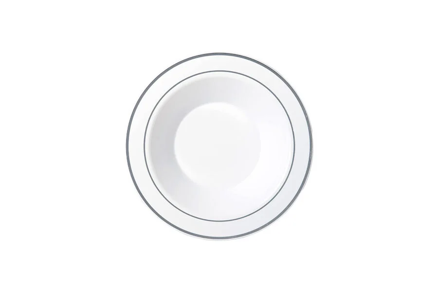 19cm Heavy Duty Plastic Bowl w/ Silver Lining - Pk 6