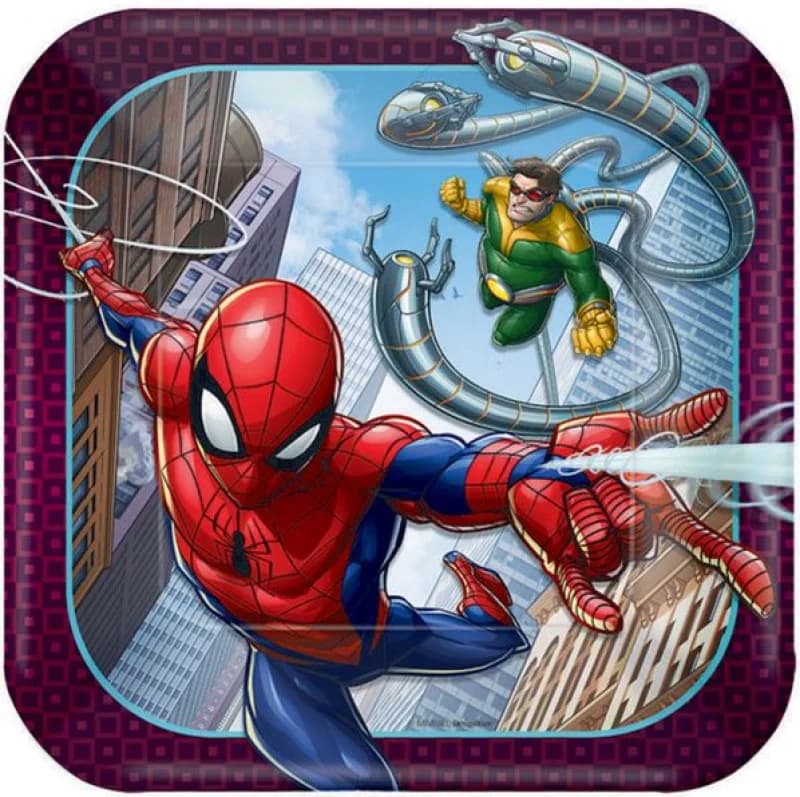 Spider-Man Square Plates (17 cm) - Pk 8