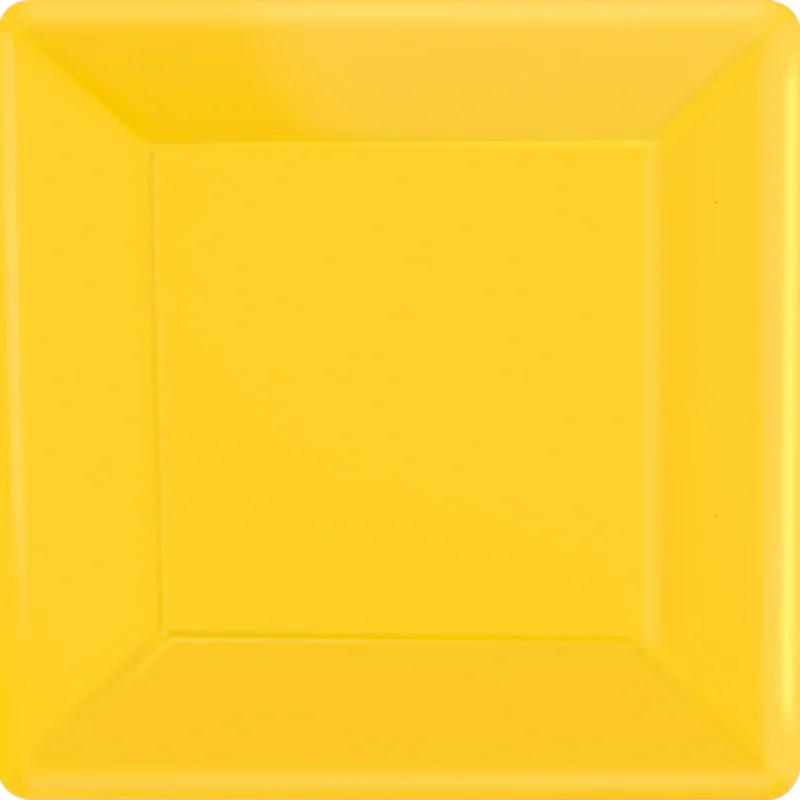 Sunshine Yellow Square Plates (17 cm) - Pk 20