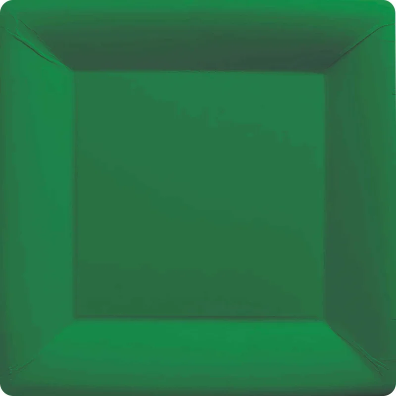 Festive Green Square Plates (17 cm) - Pk 20