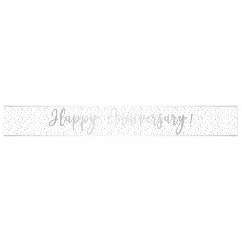 Happy Anniversary Banner (2.7 m) - Silver Foil