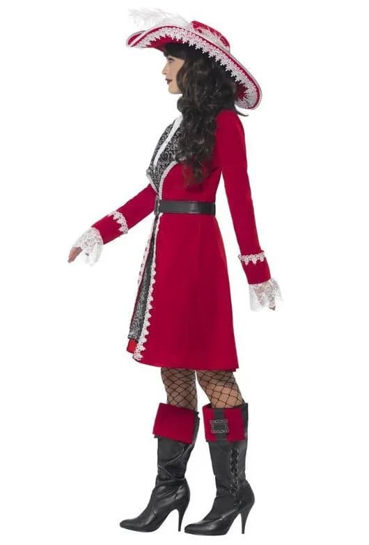 Womens Deluxe Red Pirate Captain Costume