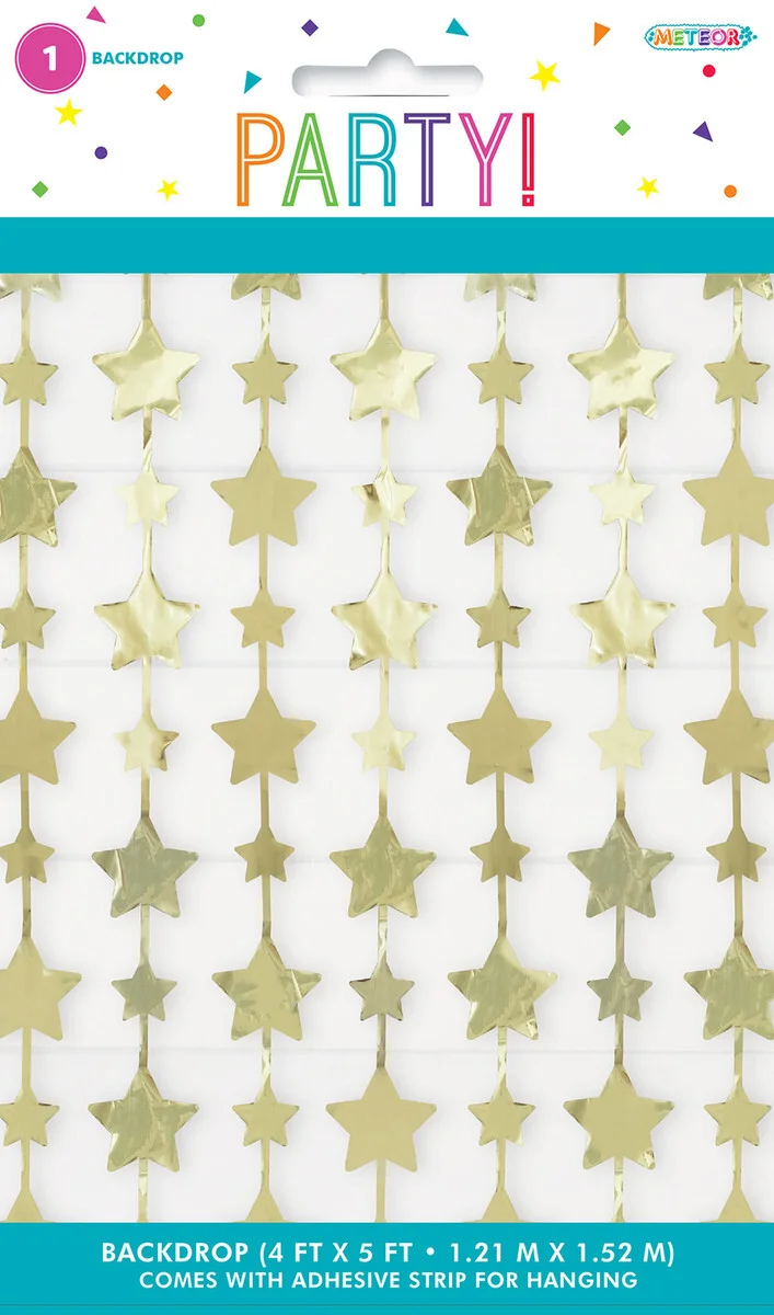 Gold Star Foil Photo Backdrop (243 x 91 cm)