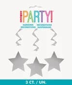 Silver Star Hanging Swirls (70 cm) - Pk 3