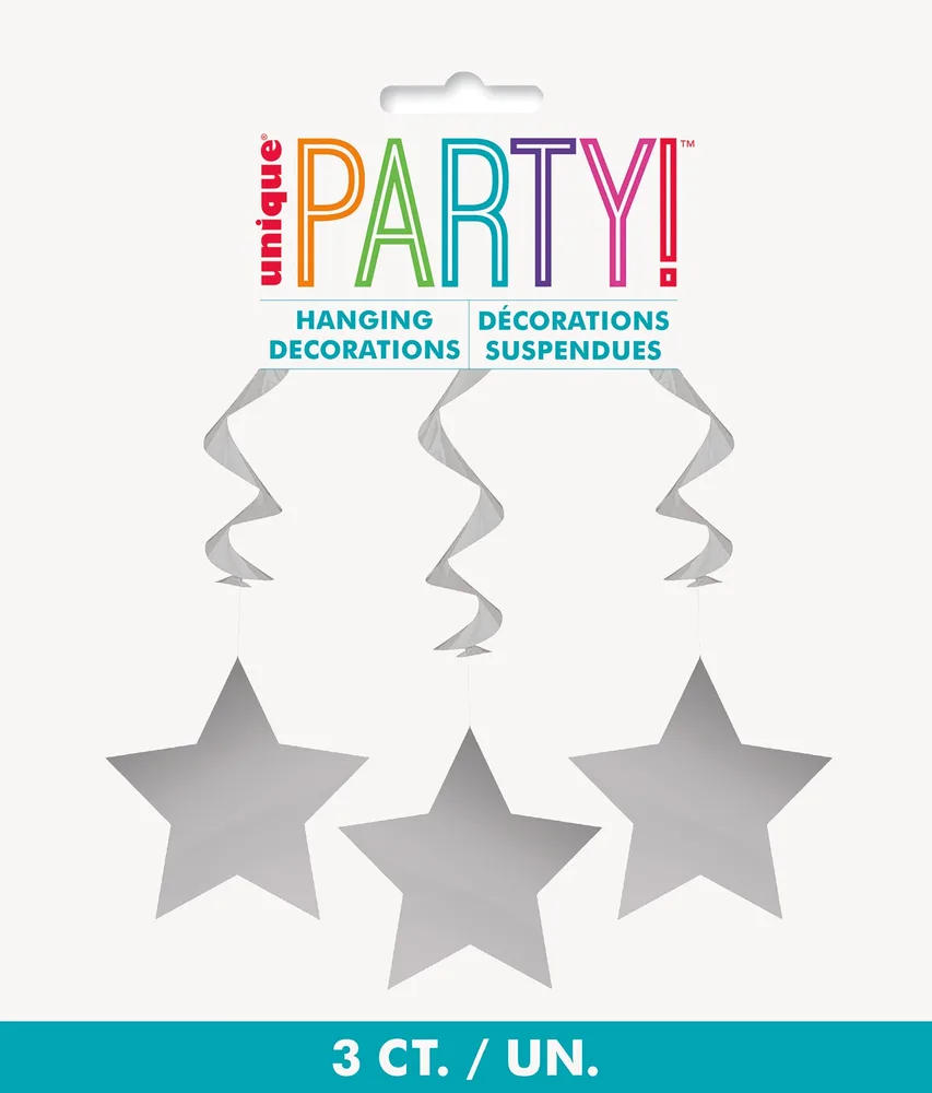 Silver Star Hanging Swirls (70 cm) - Pk 3