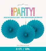 Teal Decorative Fans (15 cm) - Pk 3