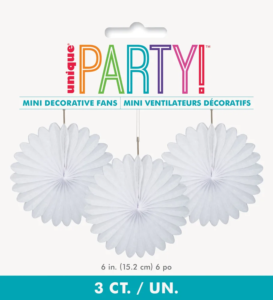 White Decorative Fans (15 cm) - Pk 3