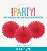 Red Decorative Fans (15 cm) - Pk 3