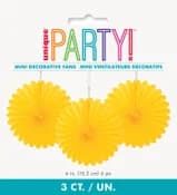 Yellow Decorative Fans (15 cm) - Pk 3