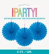 Royal Blue Decorative Fans (15 cm) - Pk 3