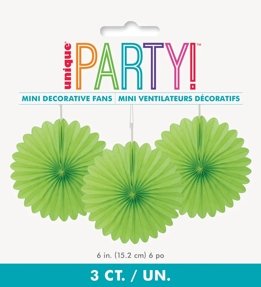 Light Green Decorative Fans (15 cm) - Pk 3