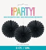 Black Decorative Fans (15 cm) - Pk 3