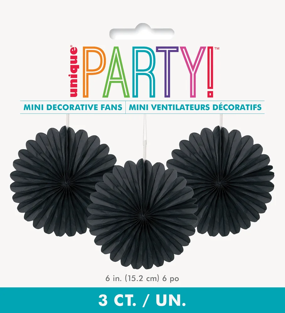 Black Decorative Fans (15 cm) - Pk 3