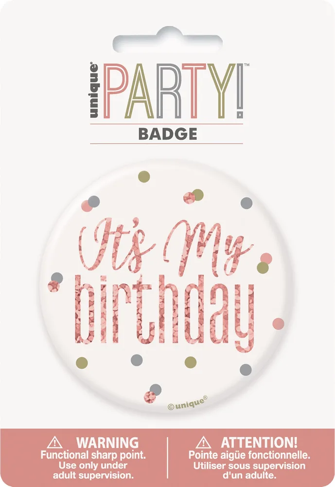 Gold Glitz Birthday Badge (7.6 cm)