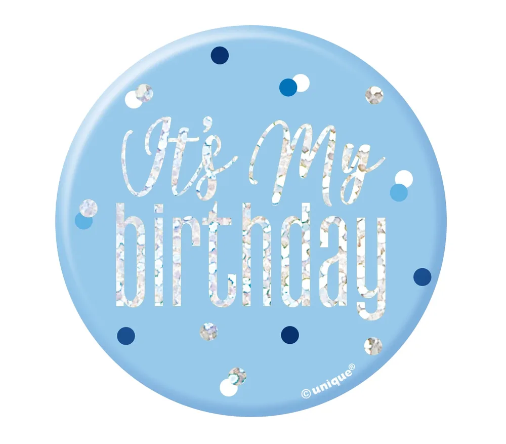 Blue Glitz Birthday Badge (7.6 cm)