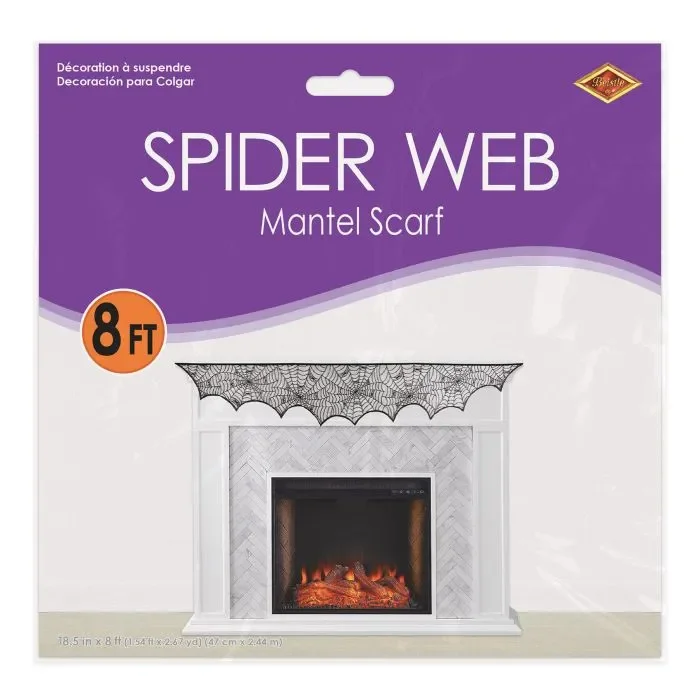 Black Spider Web Mantel Decoration (45x243cm)