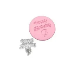 Happy Birthday Barbie Head Embossed Stamp