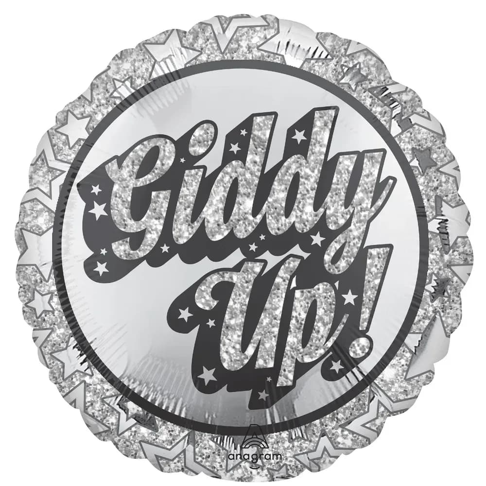45cm Disco Western Giddy Up Round Foil Balloon
