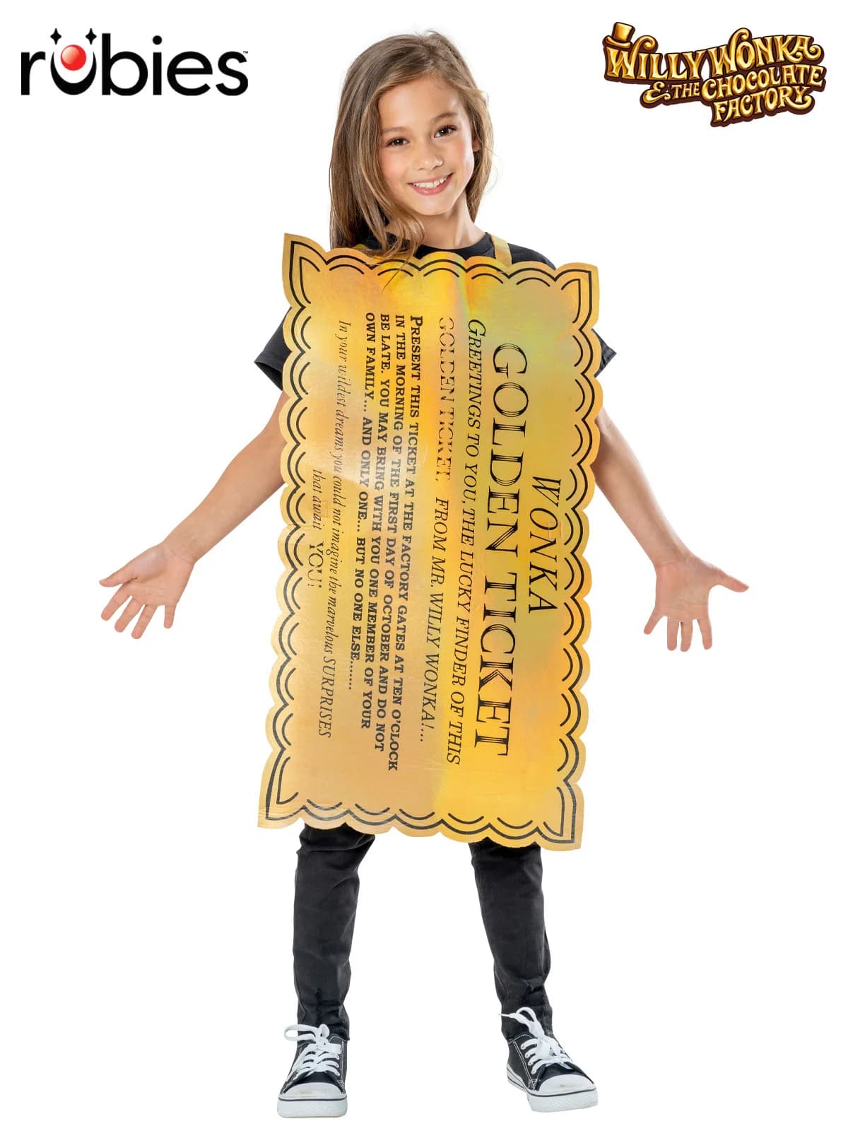 Child Willy Wonka Golden Ticket Costume (5-8 Years)